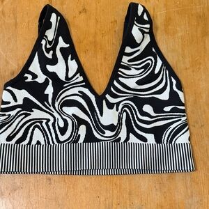 Garage Black and White Swirl Crop Top